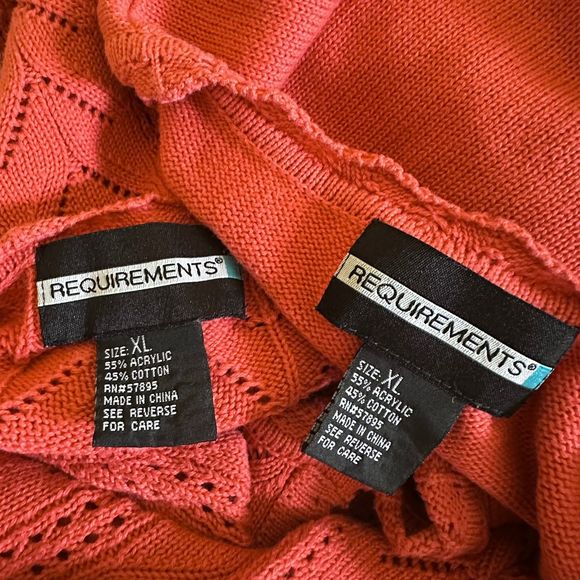 Requirements Vintage Orange Cardigan Sweater Tank Knit Set Size XL - Picture 9 of 10